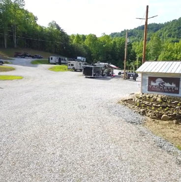 a picture of our campground showing some of the amenities we offer such as general store, asphalt pads, 